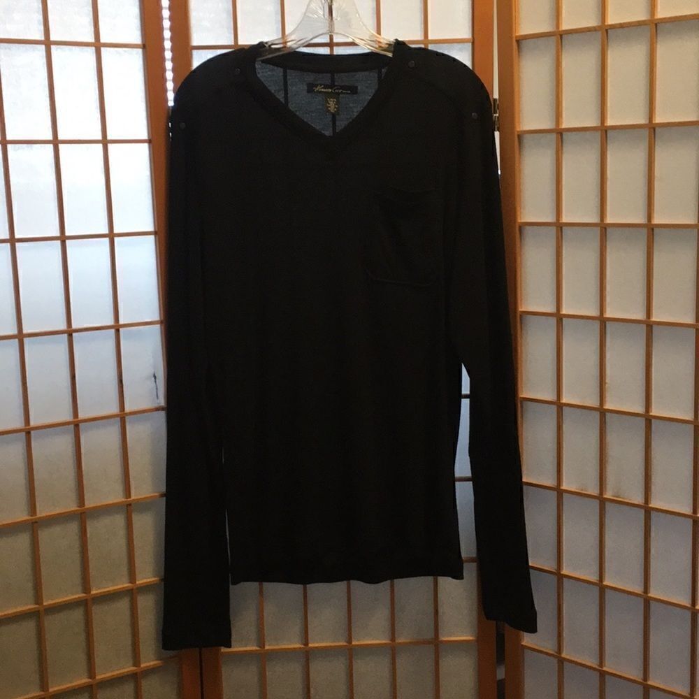 Kenneth Cole New York L/S Vneck Ribbed Top